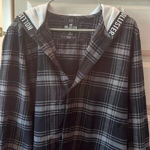 Hooded flannel shirt.